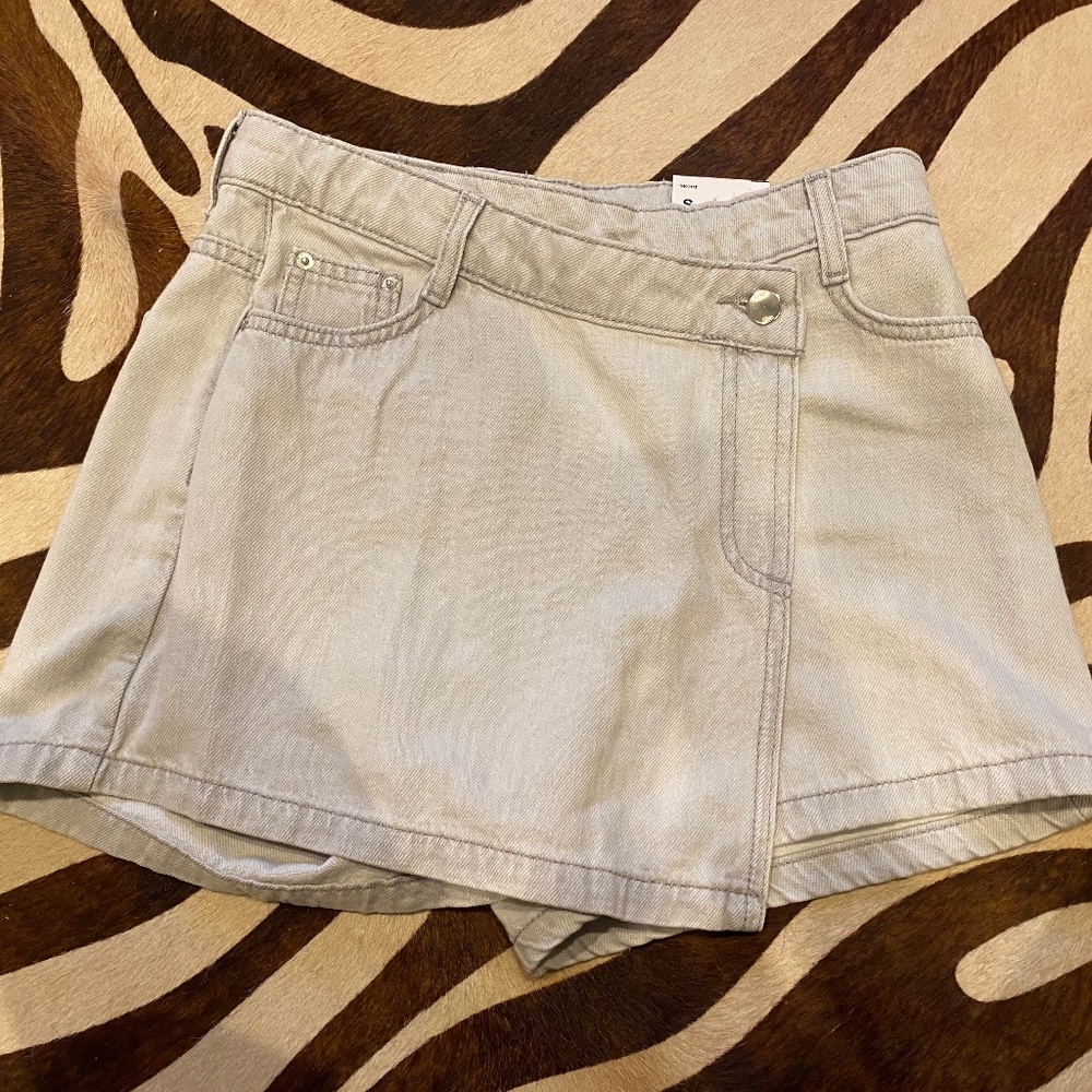 Zara Light Gray Denim Mini Skort